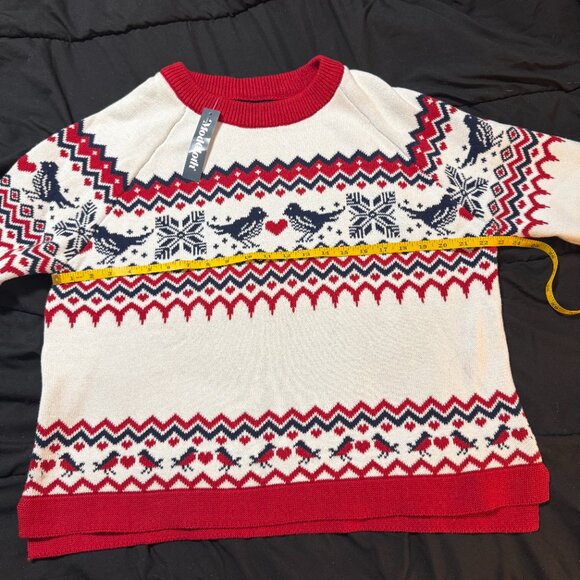 Modcloth Golden Day Raglan 100% Cotton Sweater Buttercream NWT bird fair isle XL - Picture 5 of 11
